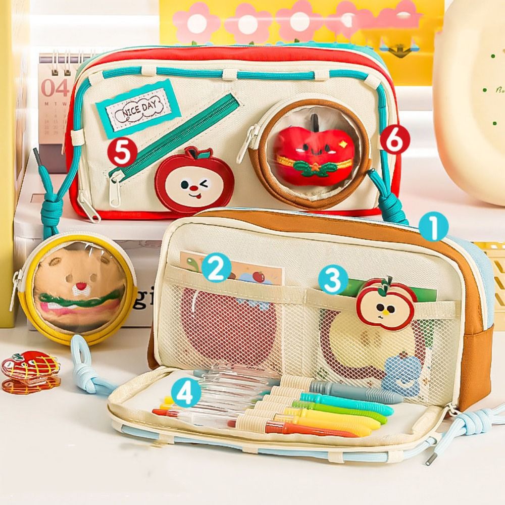 Aesthetic Large Pencil Case Pouch - Hamburger etui met grote capaciteit Esthetisch
