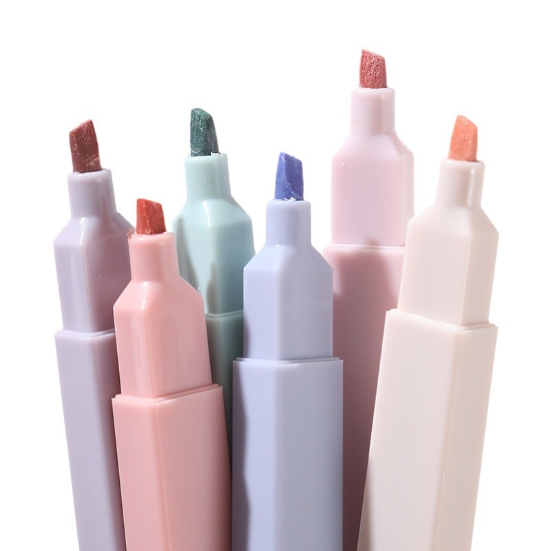 Pastel Highlighter Set Double Ended - 6 stks/set Markeerstiften Set Leuke Kawaii