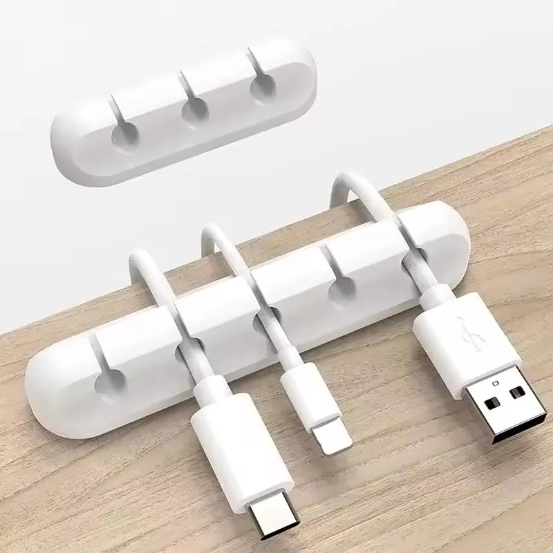 Desk Accessories - Siliconen USB-kabelorganizer, USB-oplaadkabeloproller, bureau-organisatieclips, kabelhouder voor