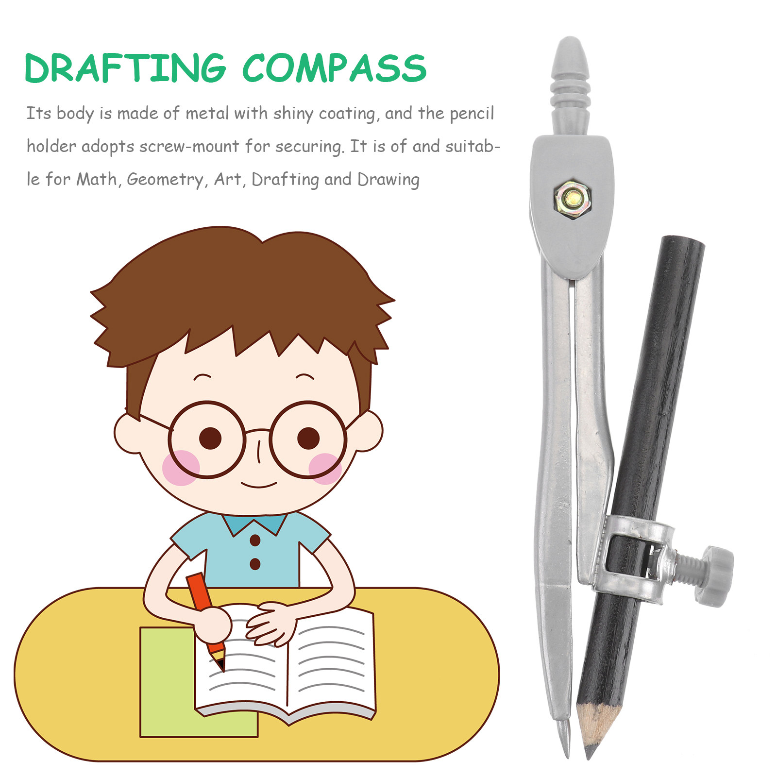 Professioneel kompas Metalen k - Math Geometry Set With Compass recensie en prijs