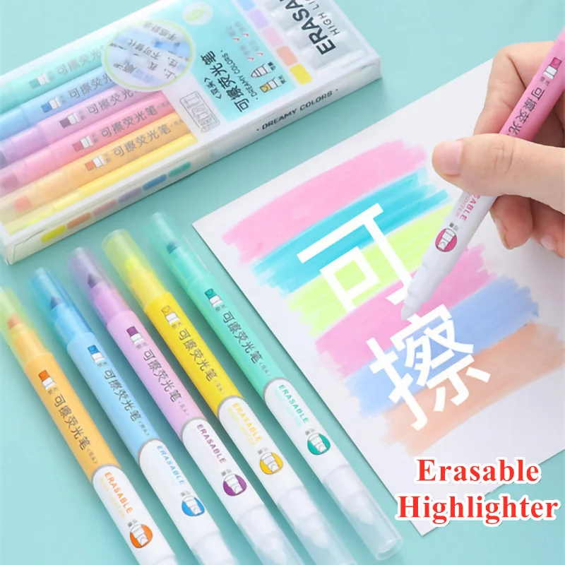 6-kleuren uitwisbare markeerst - Pastel Highlighter Set Double Ended recensie en prijs