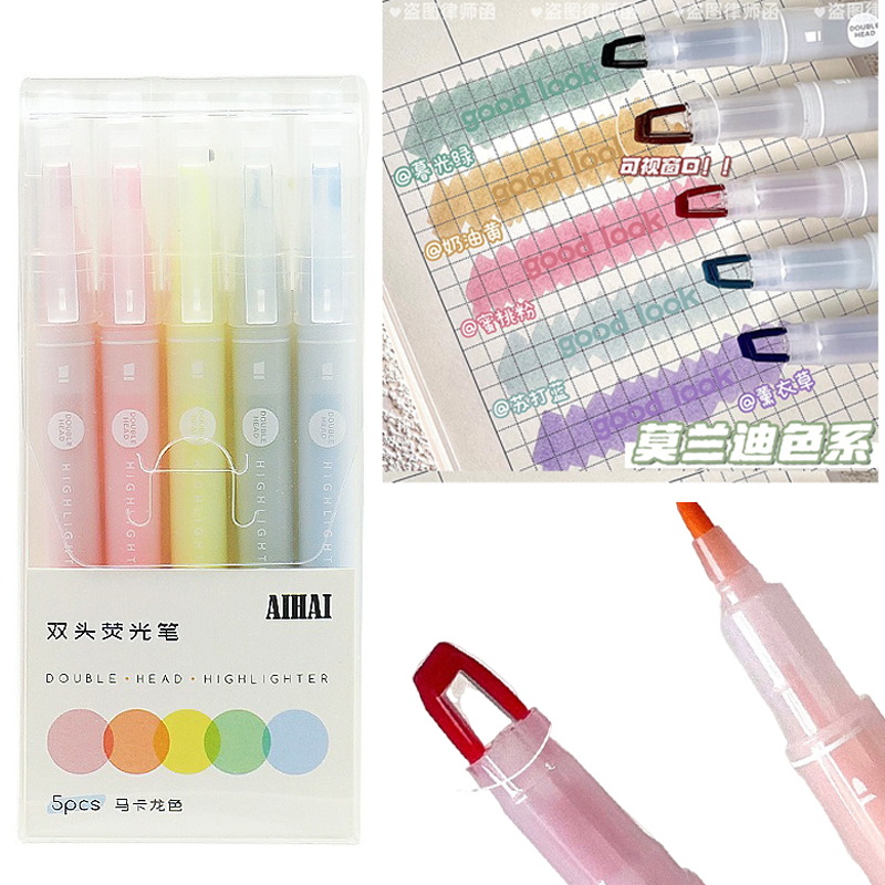 5-kleuren dubbele unieke venst - Pastel Highlighter Set Double Ended recensie en prijs