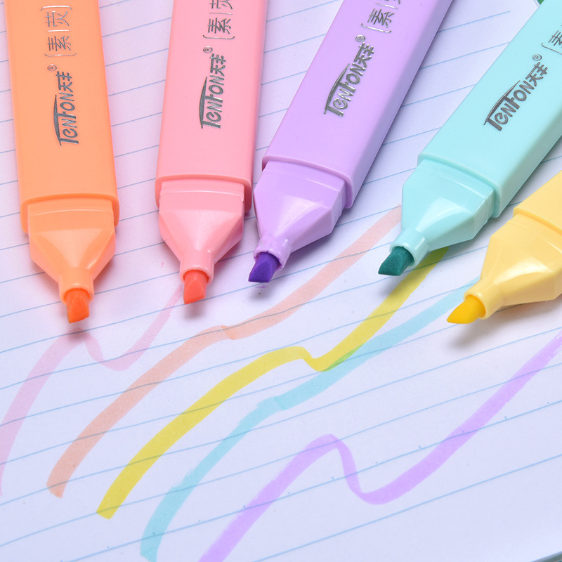6 stks/set Platte Vorm Bleke K - Pastel Highlighter Set Double Ended recensie en prijs